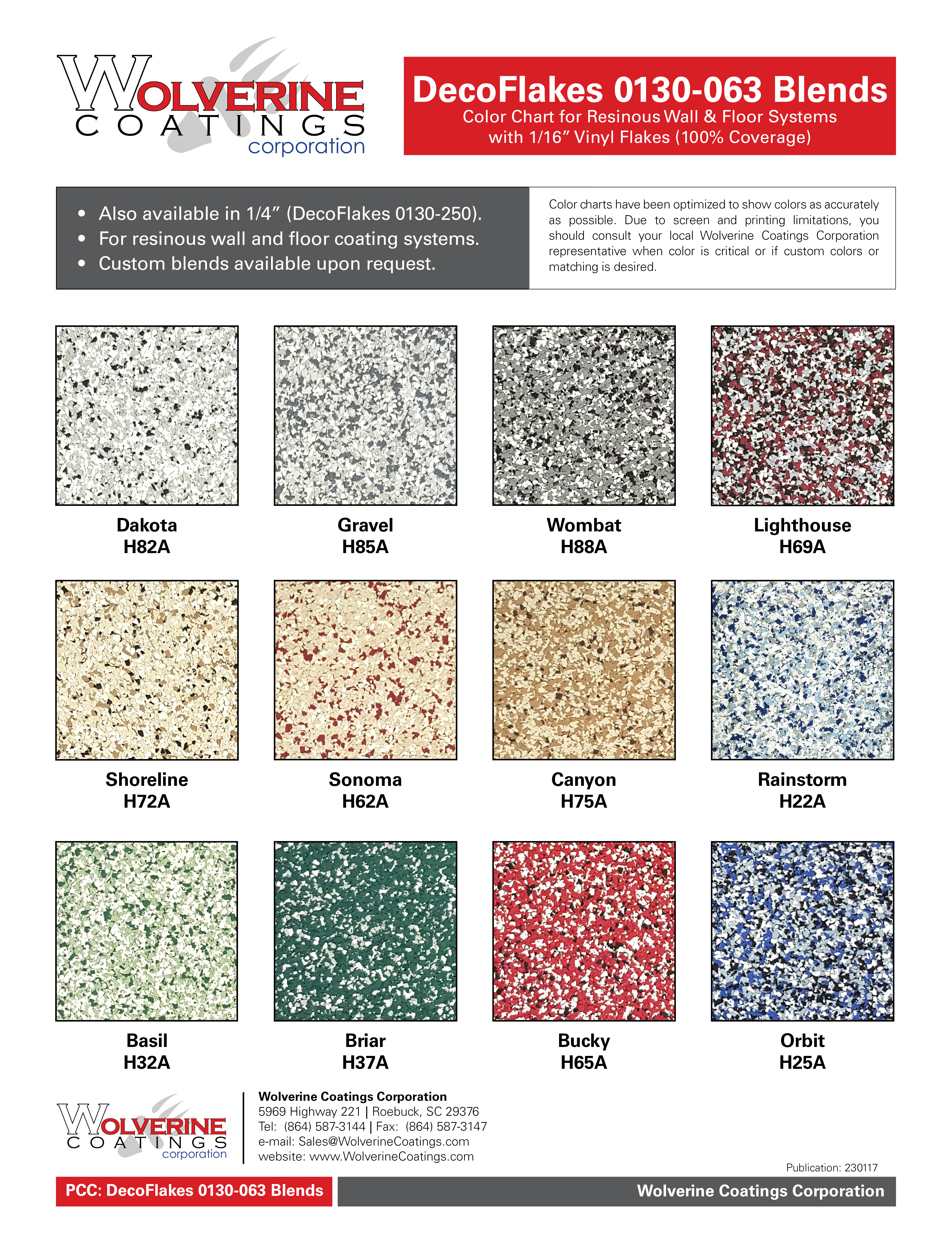 DecoFlakes 0130-063 Blends Color Chart - PCC