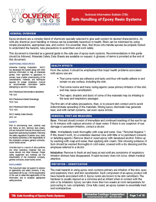 Epoxy Resin Systems Safe Handling Guide